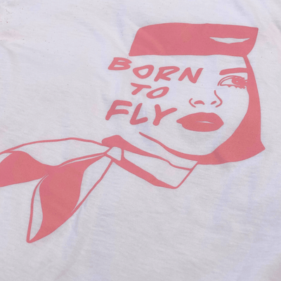 BORN TO FLY T-Shirt-  PINK Flight Attendant