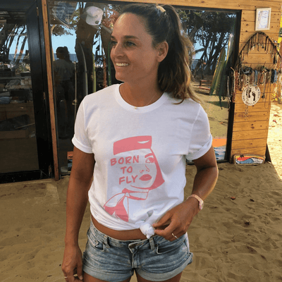 T-Shirt UNISEXE BORN TO FLY HÔTESSE DE L'AIR ROSE