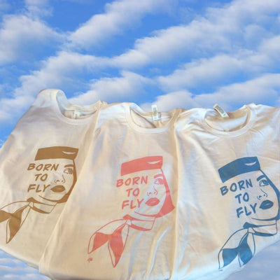T-Shirt UNISEXE BORN TO FLY HÔTESSE DE L'AIR ROSE